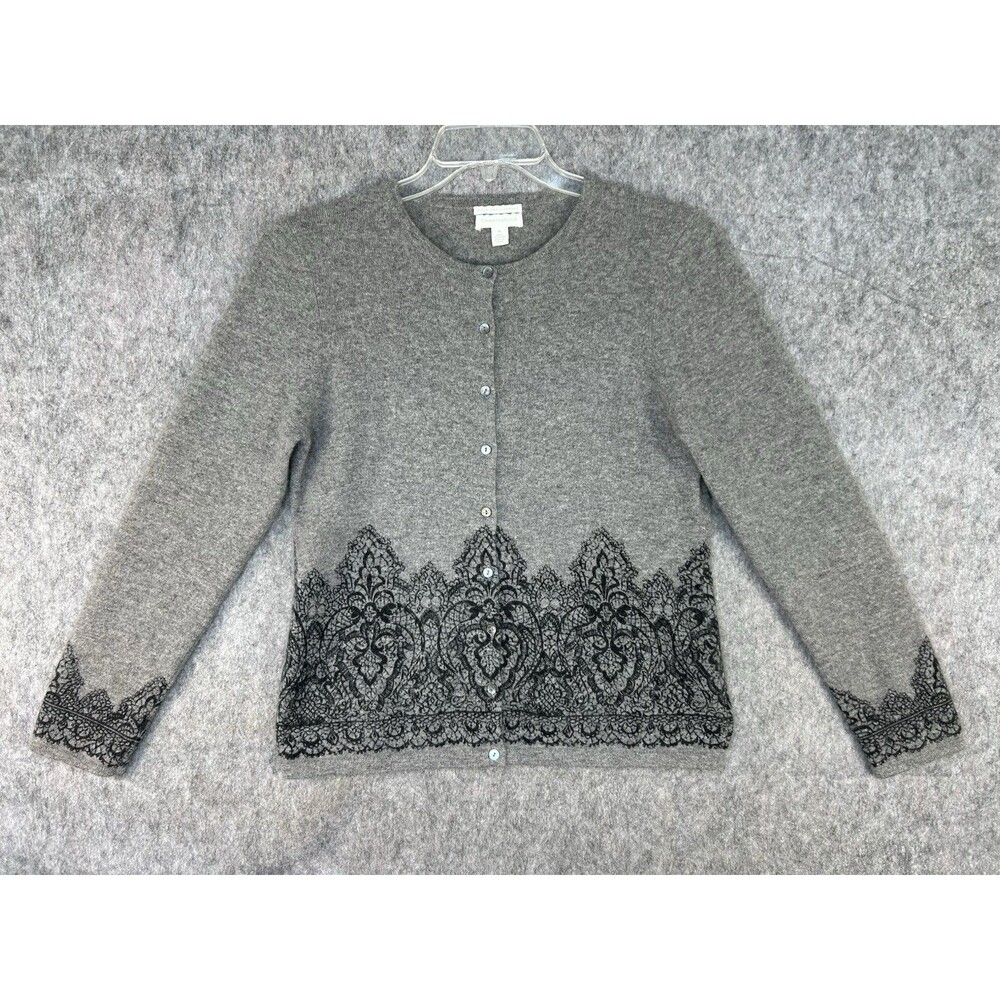 Charter Club 100% Cashmere Gray Button Cardigan Sweater M